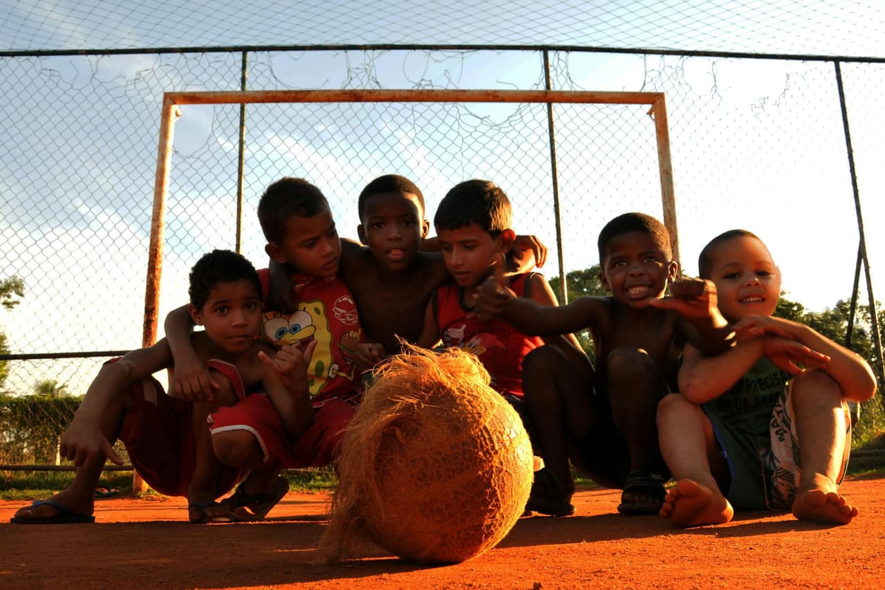 Children playing street football in Rio de Janeiro